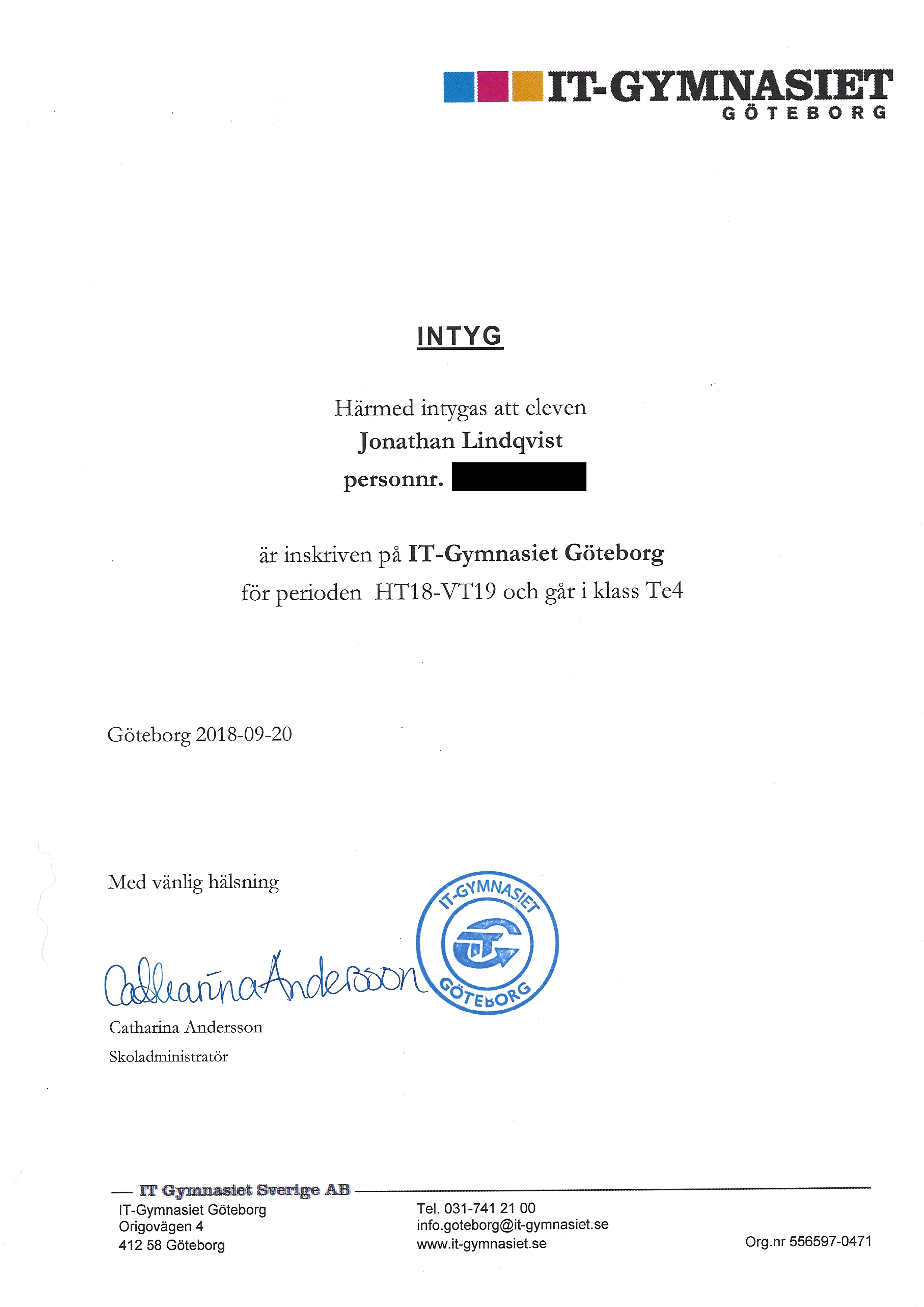 ITG certificate